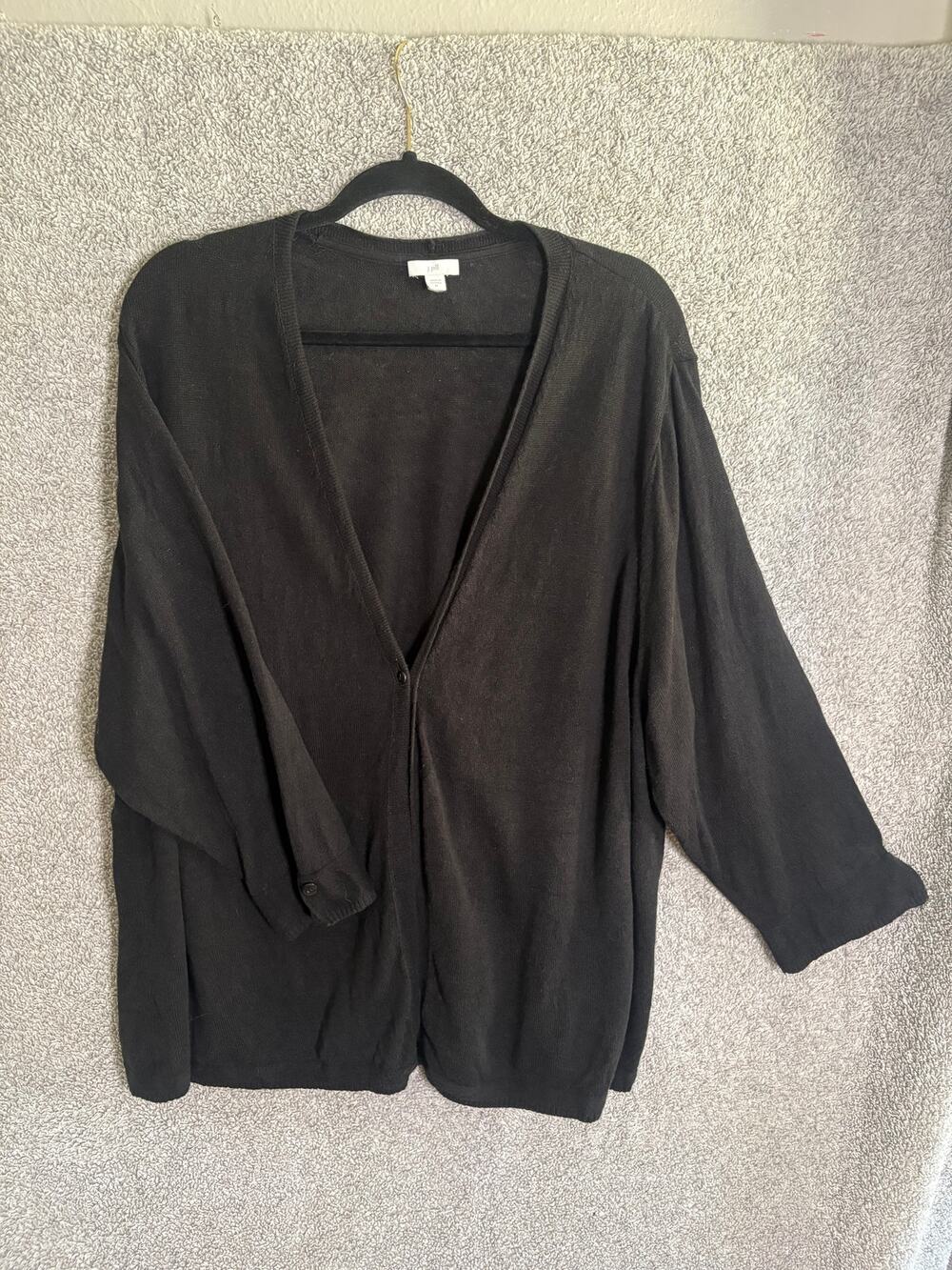J Jill Black Linen Blend Cardigan 3X Lagenlook Oversized